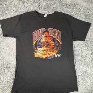 LW Black Graphic Tee with Train Design